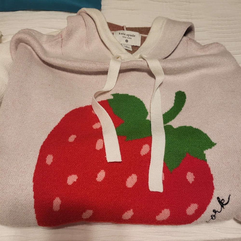 Kate Spade Pink Hoodie with Strawberry Design - Picture 4 of 10